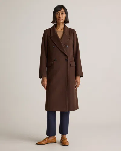 Quince Women's Italian Wool Double-breasted Coat In Dark Chocolate