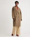 Quince Women's Italian Wool Double-breasted Slouch Coat In Dark Camel