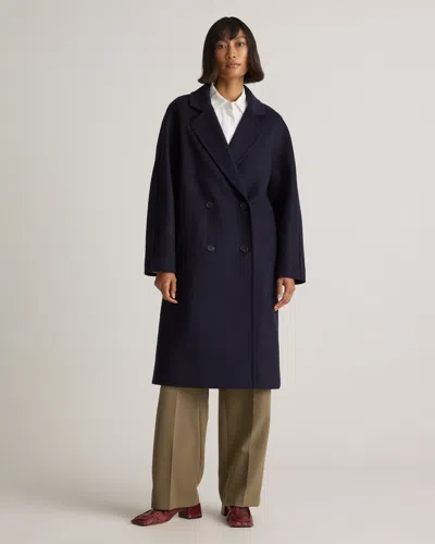 Quince Women's Italian Wool Double-breasted Slouch Coat In Cadet Blue