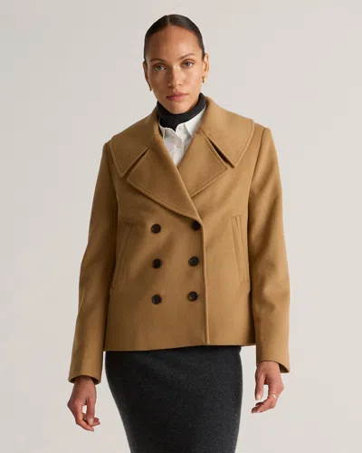 Quince Women's Italian Wool Short Peacoat In Caramel