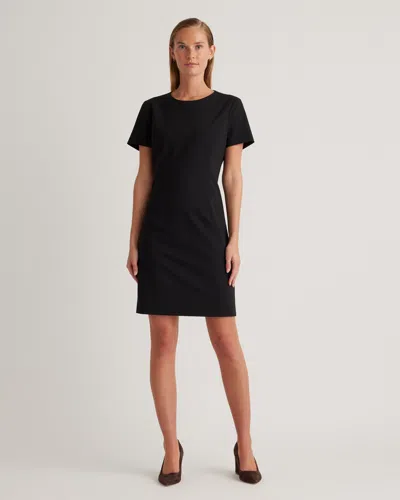 Quince Women's Italian Wool Short Sleeve Dress In Black