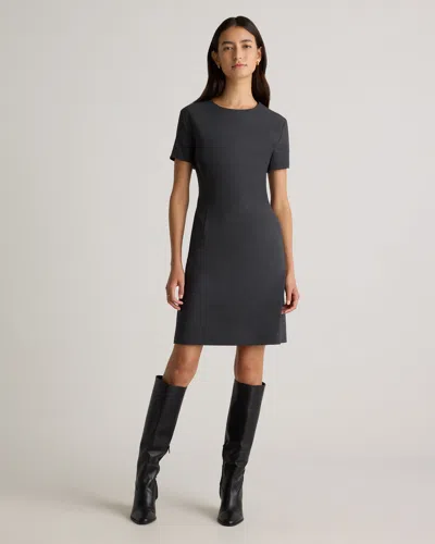 Quince Women's Italian Wool Short Sleeve Dress In Coal Melange