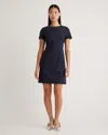 Quince Women's Italian Wool Short Sleeve Dress In Navy