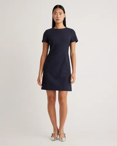 Quince Women's Italian Wool Short Sleeve Dress In Navy