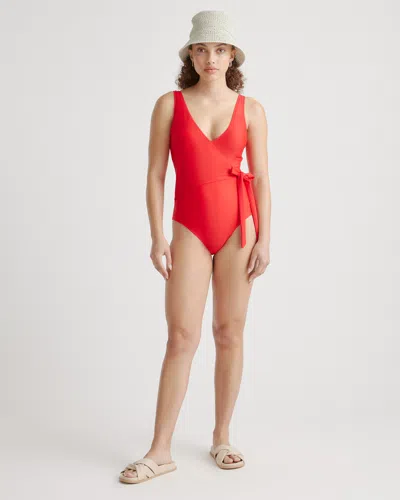 Quince Women's Italian Wrap One-piece Swimsuit In Red