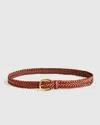 Quince Women's Josie European Leather Braided Belt In Saddle