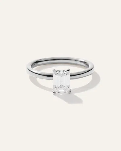 Quince Women's Lab Grown Diamond Emerald Comfort Fit Engagement Ring In Platinum