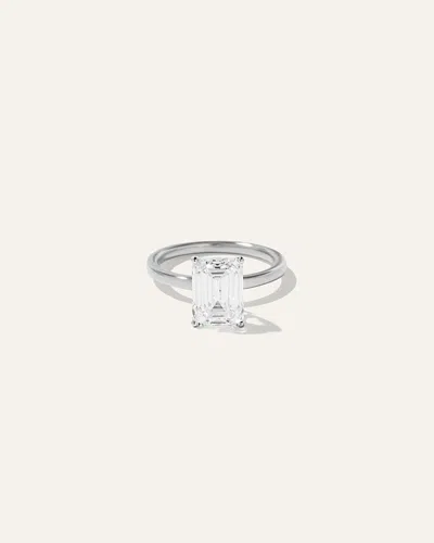 Quince Women's Lab Grown Diamond Emerald Comfort Fit Engagement Ring In White Gold