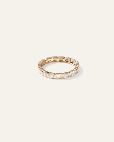 Quince Women's Lab Grown Diamond Emerald East-west Bezel Eternity Band Rings In Yellow Gold