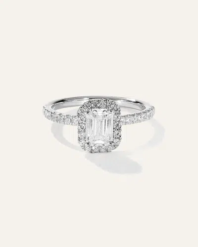 Quince Women's Lab Grown Diamond Emerald Halo Pave Engagement Ring In Platinum