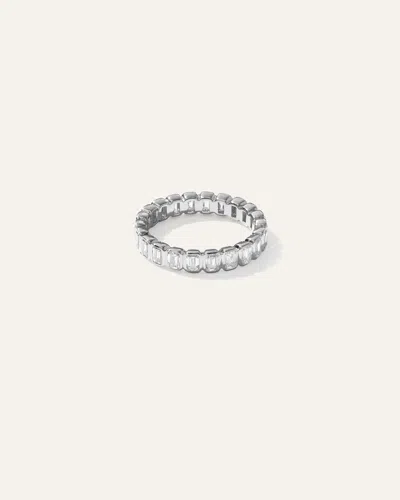 Quince Women's Lab Grown Diamond Emerald North-south Bezel Eternity Band Rings In White Gold