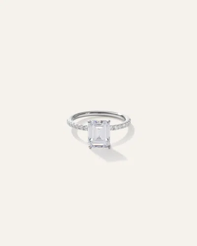 Quince Women's Lab Grown Diamond Emerald Petite Pave Engagement Ring In Platinum