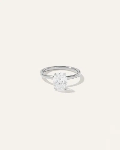 Quince Women's Lab Grown Diamond Oval Comfort Fit Engagement Ring In White Gold