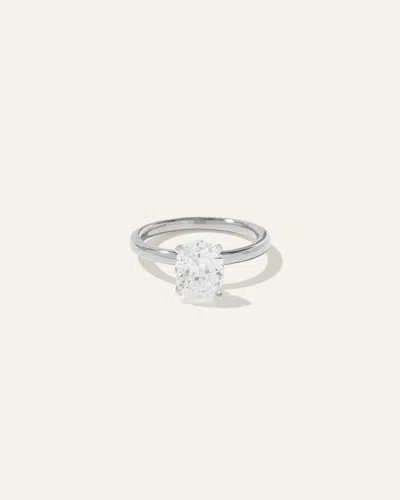 Quince Women's Lab Grown Diamond Oval Comfort Fit Engagement Ring In White Gold