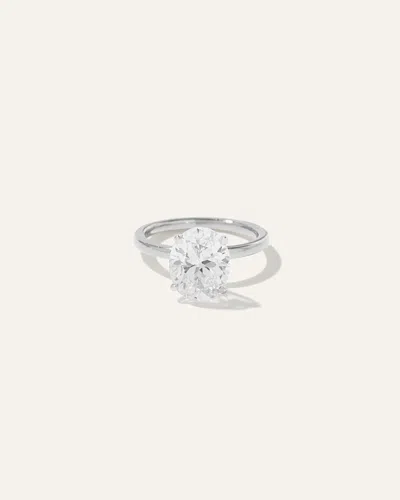 Quince Women's Lab Grown Diamond Oval Comfort Fit Engagement Ring In White Gold