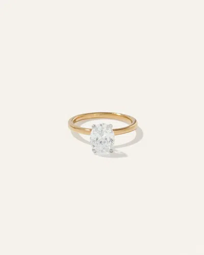 Quince Women's Lab Grown Diamond Oval Comfort Fit Engagement Ring In Yellow Gold