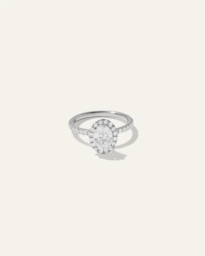 Quince Women's Lab Grown Diamond Oval Halo Pave Engagement Ring In White Gold