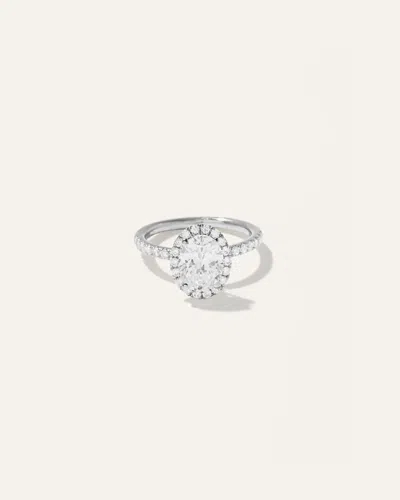 Quince Women's Lab Grown Diamond Oval Halo Pave Engagement Ring In White Gold