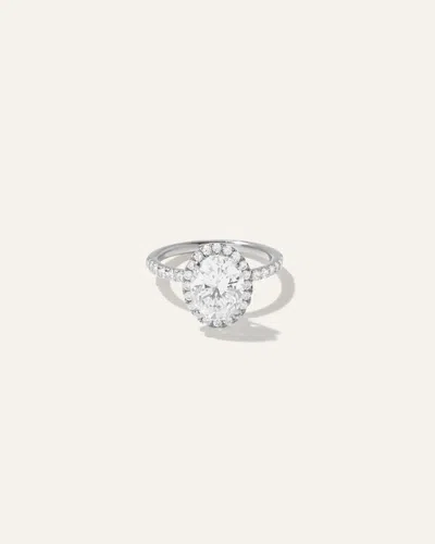 Quince Women's Lab Grown Diamond Oval Halo Pave Engagement Ring In White Gold