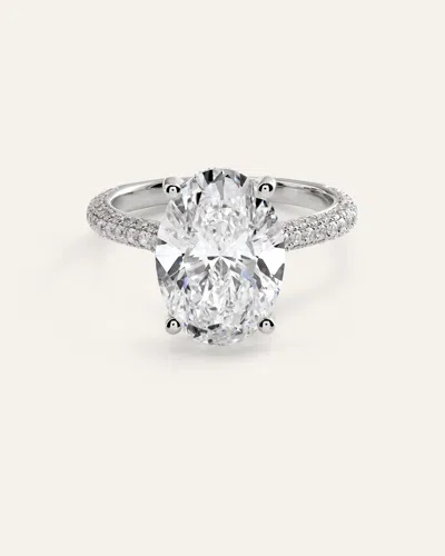 Quince Women's Lab Grown Diamond Oval Pave Cathedral Engagement Ring 5ctw In Gray