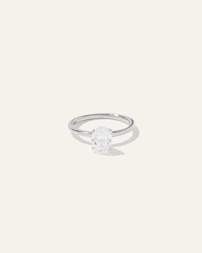 Quince Women's Lab Grown Diamond Oval Petite Classic Engagement Ring In White Gold