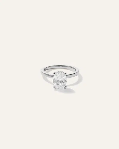 Quince Women's Lab Grown Diamond Oval Petite Hidden Halo Engagement Ring In White Gold