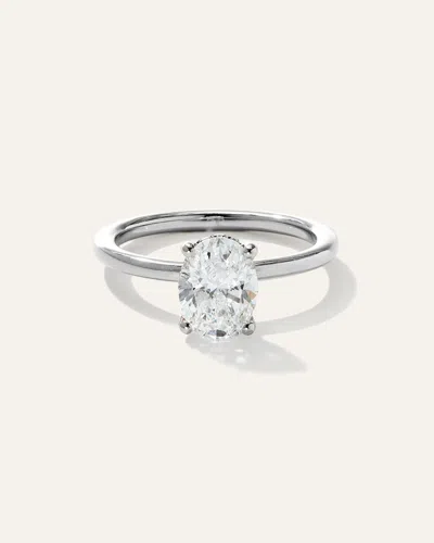 Quince Women's Lab Grown Diamond Oval Petite Hidden Halo Engagement Ring In White Gold