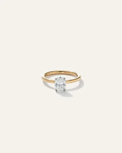 Quince Women's Lab Grown Diamond Oval Petite Hidden Halo Engagement Ring In Yellow Gold