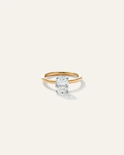Quince Women's Lab Grown Diamond Oval Petite Hidden Halo Engagement Ring In Yellow Gold