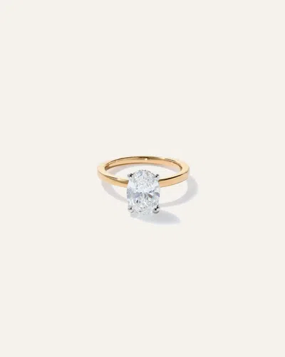 Quince Women's Lab Grown Diamond Oval Petite Hidden Halo Engagement Ring In Yellow Gold