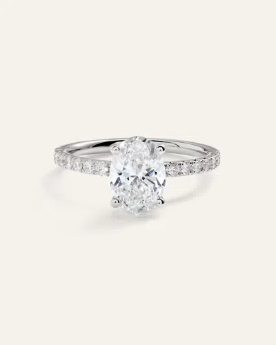 Quince Women's Lab Grown Diamond Oval Petite Pave Engagement Ring 1.50ct In Metallic