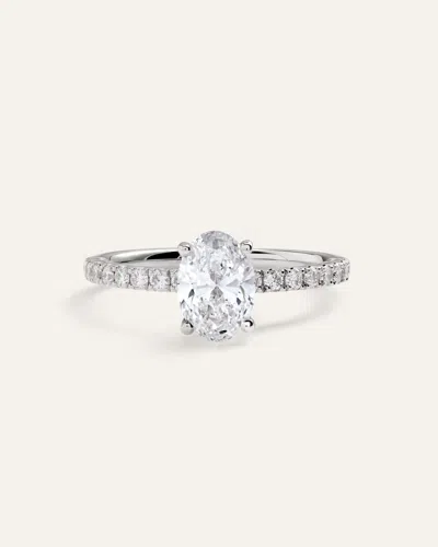 Quince Women's Lab Grown Diamond Oval Petite Pave Engagement Ring 1ct In Gray