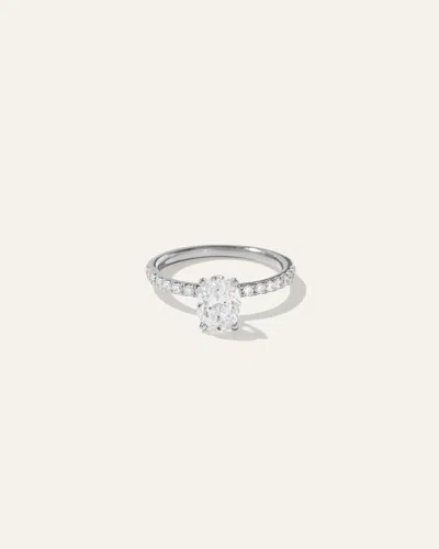 Quince Women's Lab Grown Diamond Oval Petite Pave Engagement Ring In White Gold