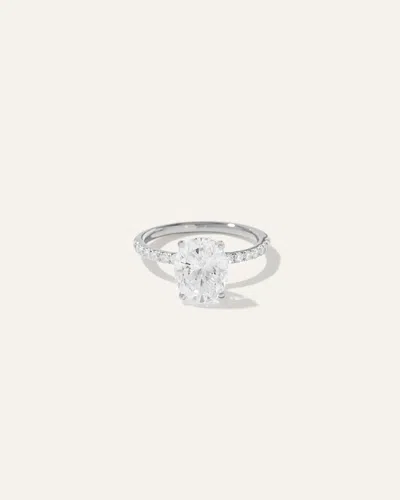 Quince Women's Lab Grown Diamond Oval Petite Pave Engagement Ring In White Gold