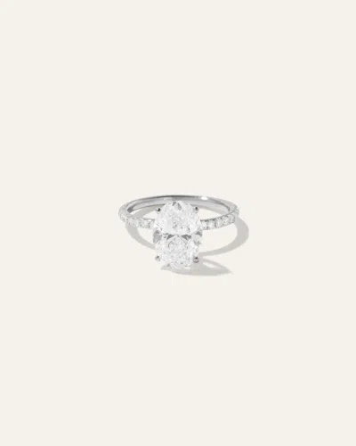 Quince Women's Lab Grown Diamond Oval Petite Pave Engagement Ring In White Gold