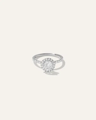 Quince Women's Lab Grown Diamond Round Halo Pave Engagement Ring In White Gold