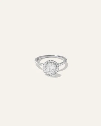 Quince Women's Lab Grown Diamond Round Halo Pave Engagement Ring In White Gold