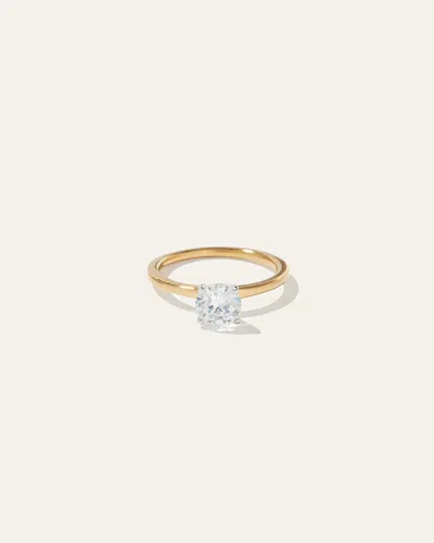 Quince Women's Lab Grown Diamond Round Petite Classic Engagement Ring In Yellow Gold