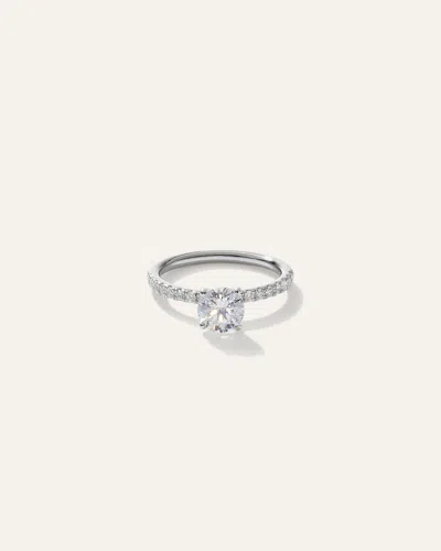 Quince Women's Lab Grown Diamond Round Petite Pave Engagement Ring In Platinum