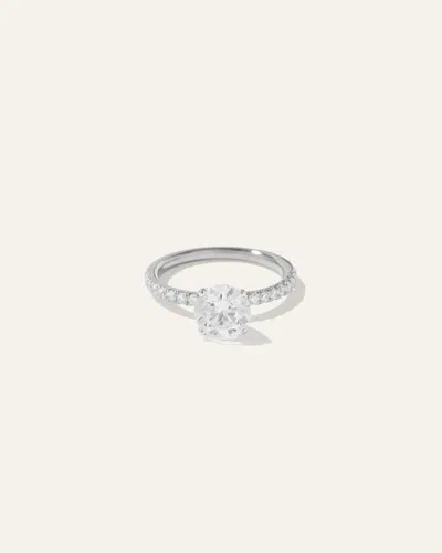 Quince Women's Lab Grown Diamond Round Petite Pave Engagement Ring In White Gold