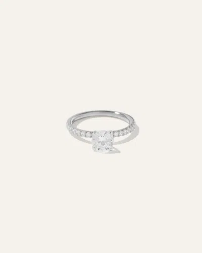 Quince Women's Lab Grown Diamond Round Petite Pave Engagement Ring In White Gold