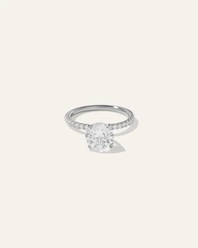 Quince Women's Lab Grown Diamond Round Petite Pave Engagement Ring In White Gold