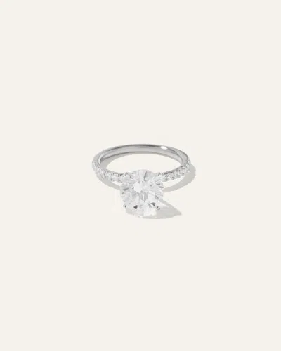 Quince Women's Lab Grown Diamond Round Petite Pave Engagement Ring In White Gold