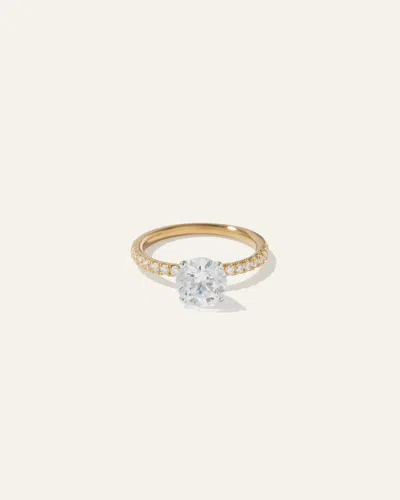 Quince Women's Lab Grown Diamond Round Petite Pave Engagement Ring In Yellow Gold