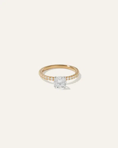 Quince Women's Lab Grown Diamond Round Petite Pave Engagement Ring In Yellow Gold