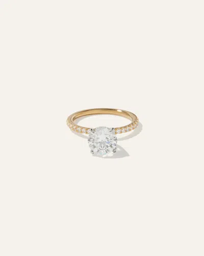 Quince Women's Lab Grown Diamond Round Petite Pave Engagement Ring In Yellow Gold