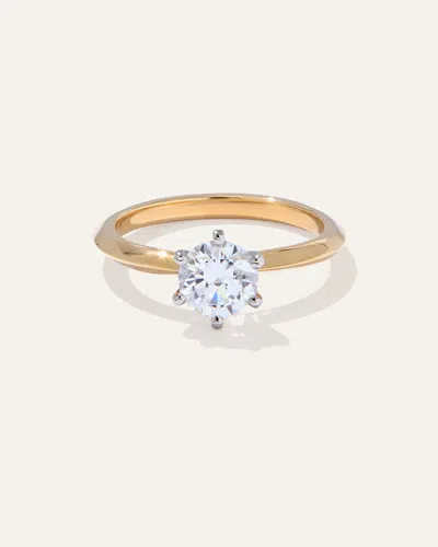 Quince Women's Lab Grown Diamond Round Six Prong Knife Edge Engagement Ring In Yellow Gold
