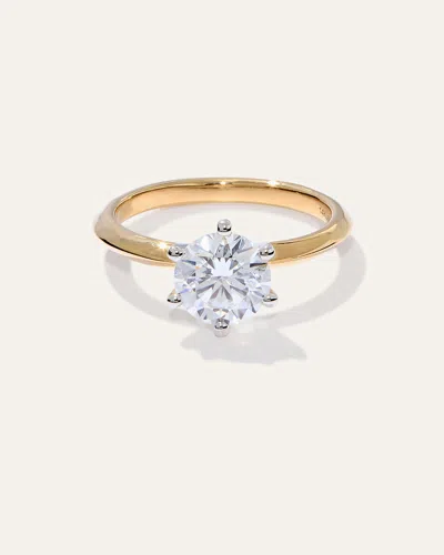 Quince Women's Lab Grown Diamond Round Six Prong Knife Edge Engagement Ring In Yellow Gold