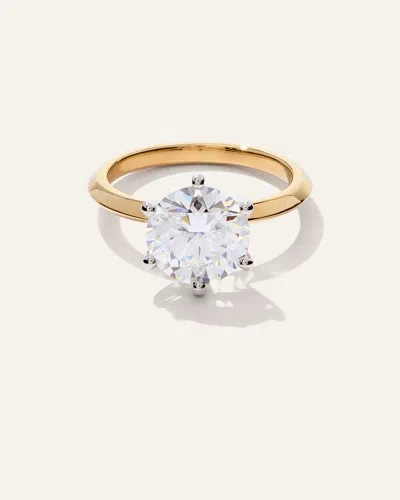 Quince Women's Lab Grown Diamond Round Six Prong Knife Edge Engagement Ring In Yellow Gold