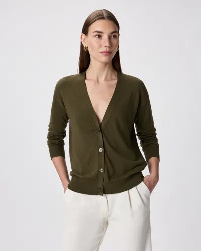 Quince Women's Lightweight Cotton Cashmere Cardigan Sweater In Green